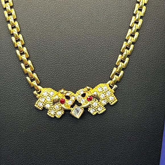 Gold-Plated Crystal Elephant Necklace - Picture 1 of 12